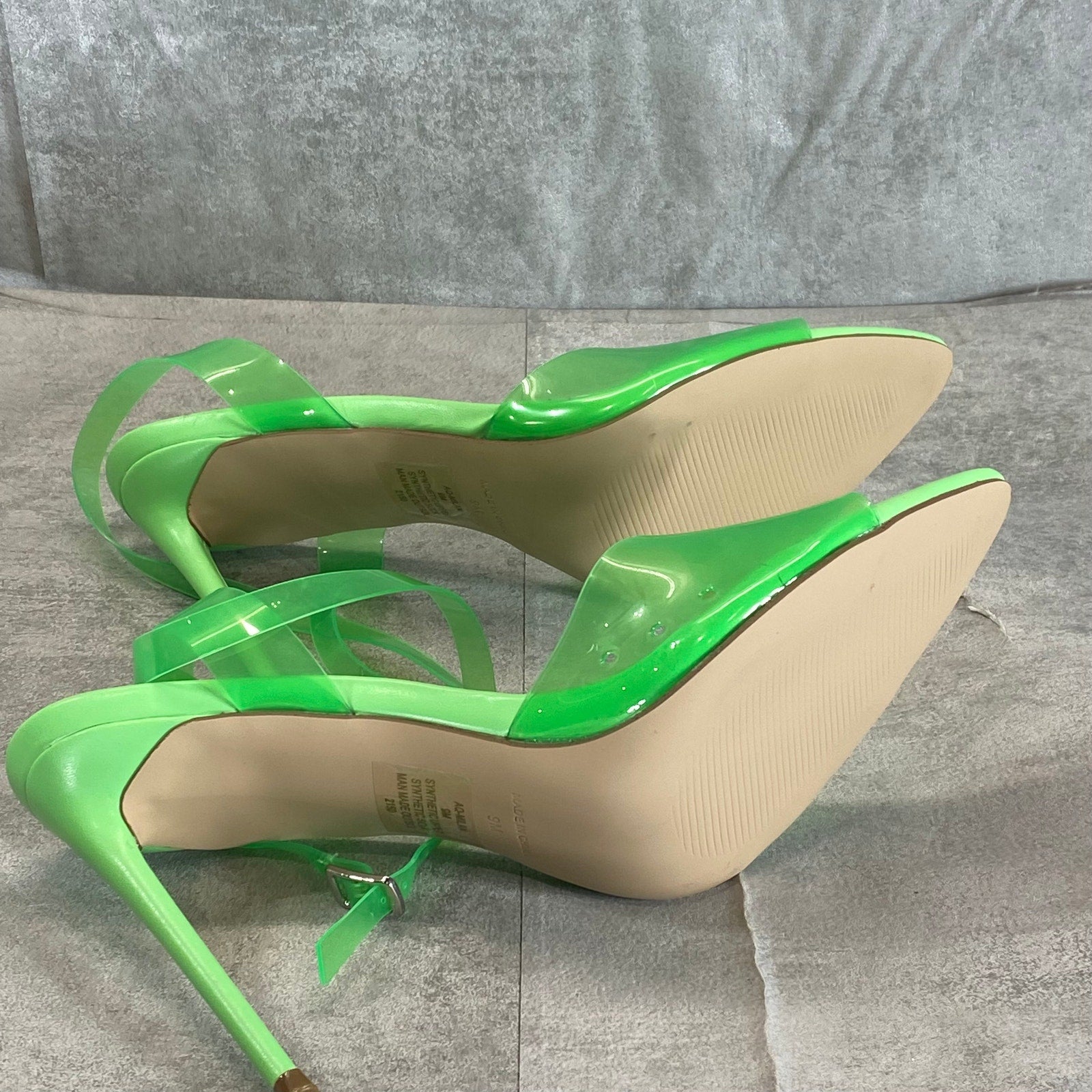 AQUA Women's Green Milan Ankle-Strap Pointed-Toe Stiletto Sandals SZ 9