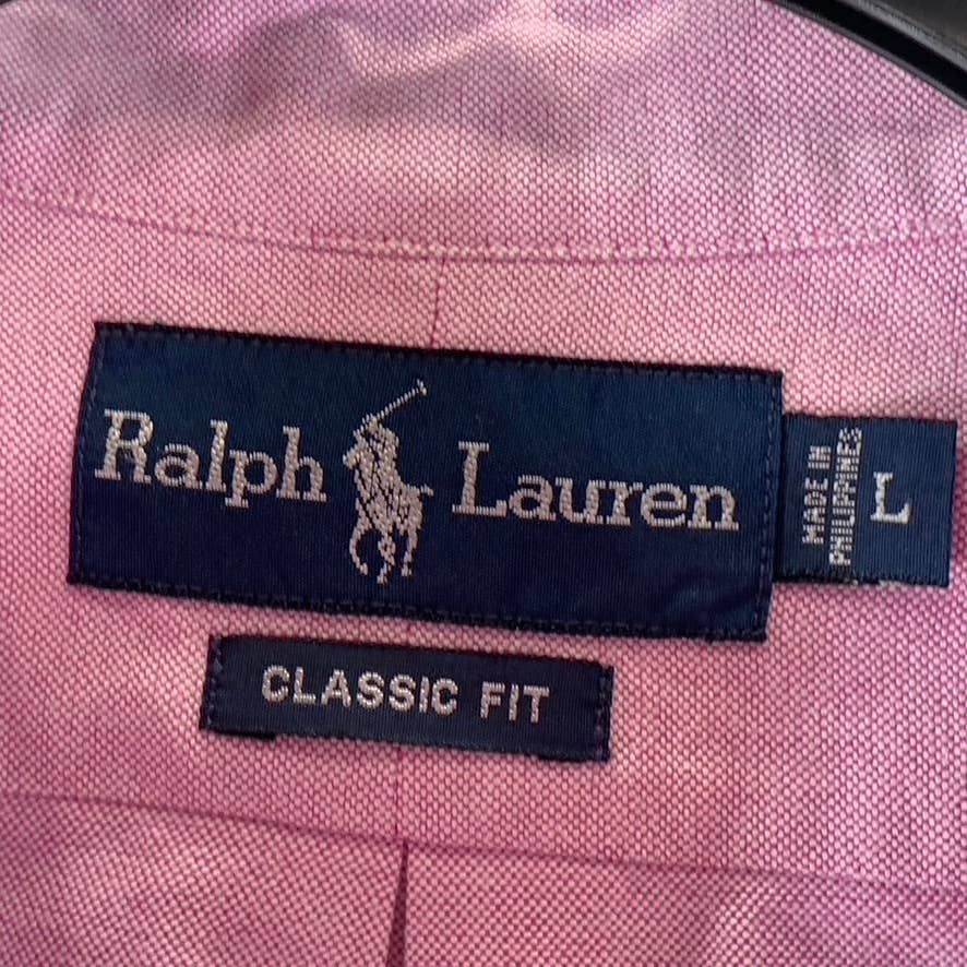 RALPH LAUREN Men's Sunrise Red Classic-fit Button-Up Long-Sleeve Shirt SZ L