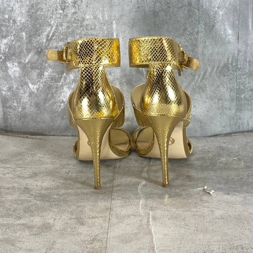 MICHAEL MICHAEL KORS Women's Gold Metallic Amos Ankle Cuff Stiletto Sandals SZ10