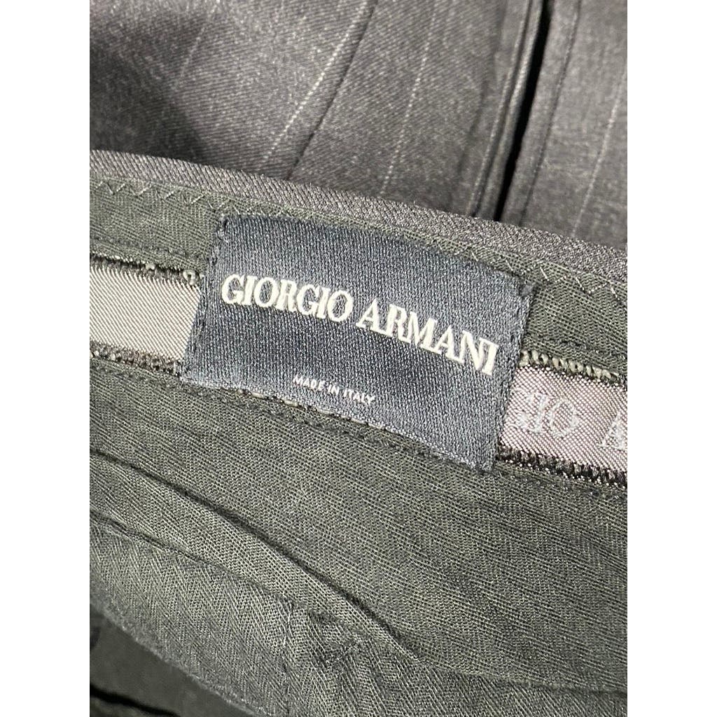 GIORGIO ARMANI Men's Charcoal Pinstripe Flat-Front Pants SZ 54(US 38R)