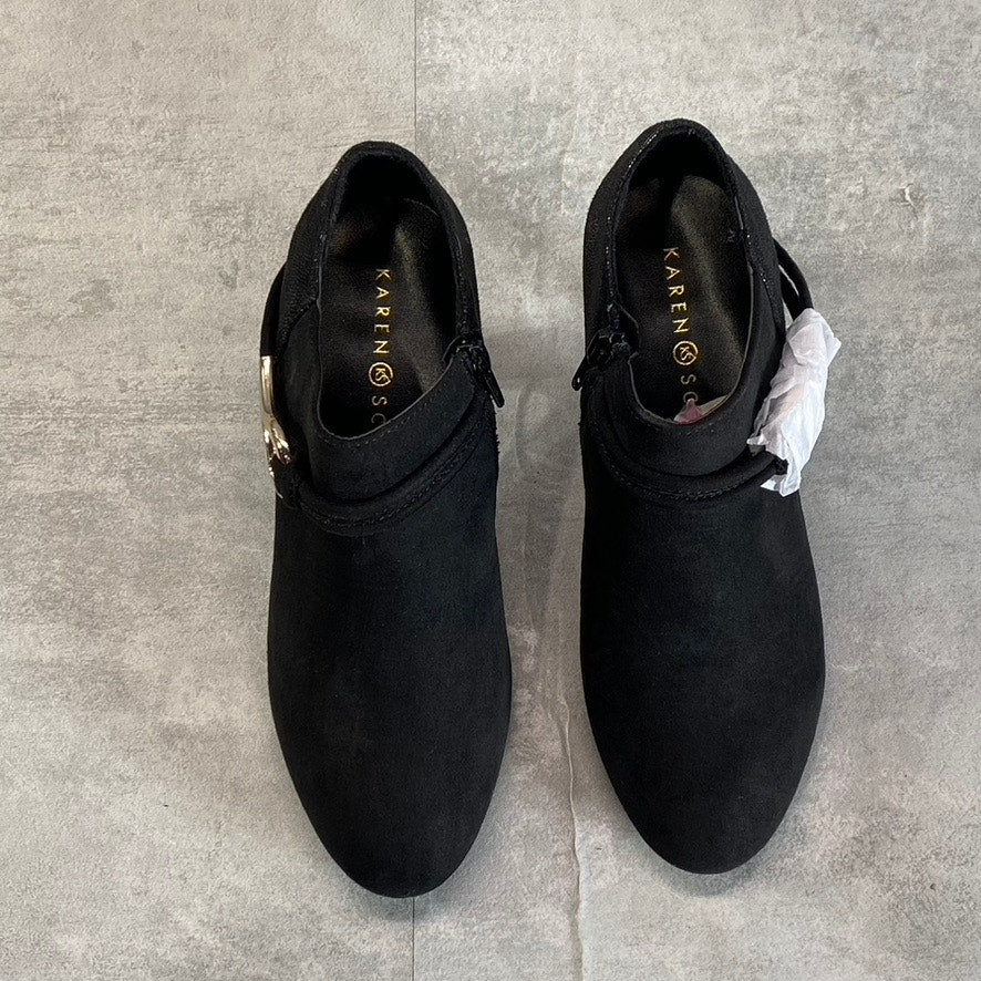 KAREN SCOTT Women's Black Microsuede Melanni Almond-Toe Slip-On Booties SZ 7