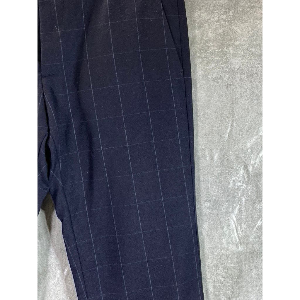 BANANA REPUBLIC Men's Navy Windowpane Tailored Slim-Fit Dress Pants SZ 30X32