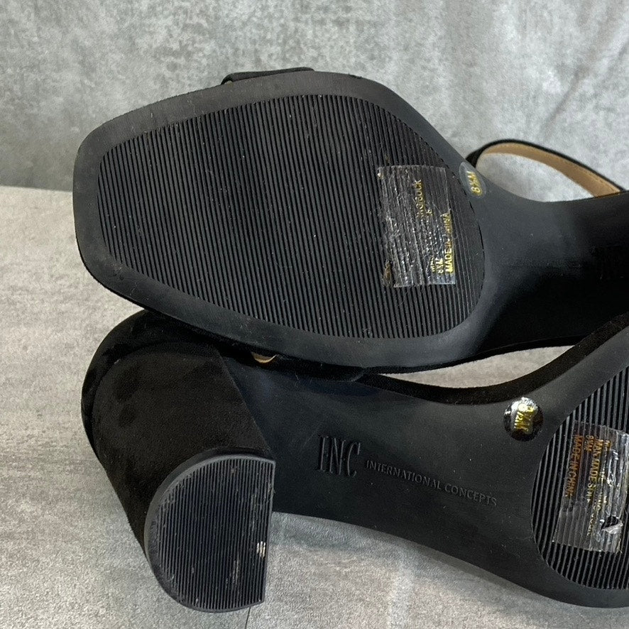 INC INTERNATIONAL CONCEPTS Women's Black Suede Lexini Two-Piece Sandals SZ 8.5