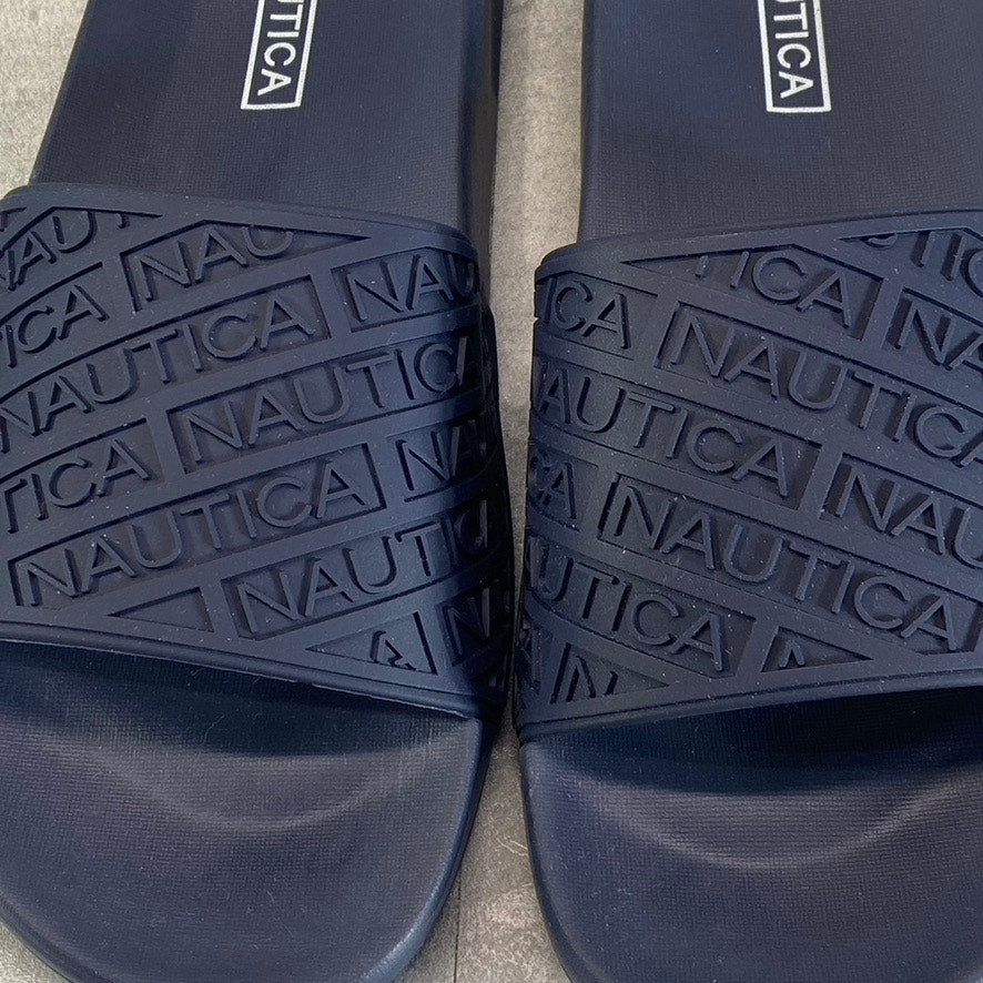 NAUTICA Women's Navy Cardamon Logo Embossed Round-Toe Slide Sandals SZ 10