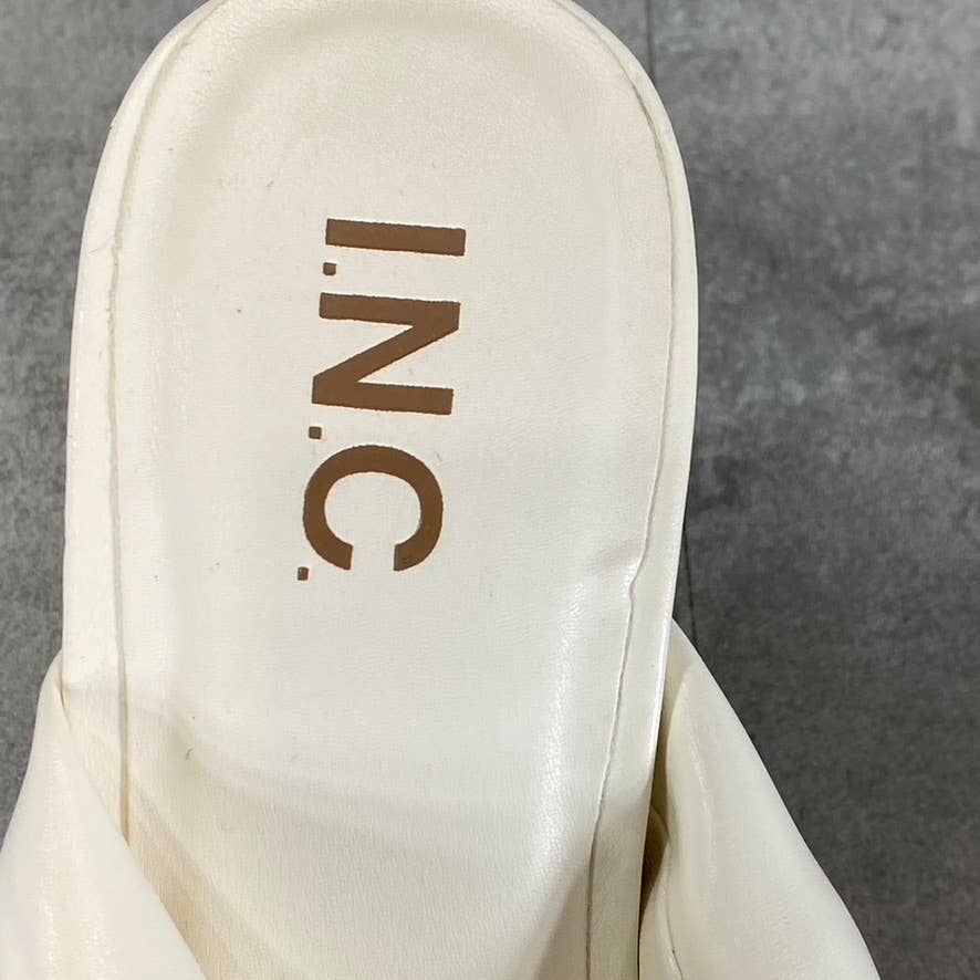 INC INTERNATIONAL CONCEPTS Women's White Smooth Sagee Thong Dress Sandals SZ 5