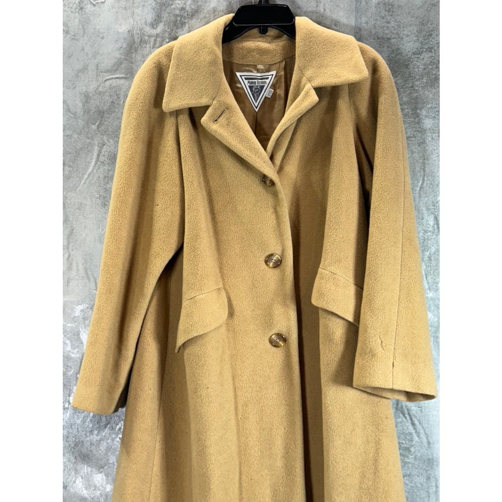 MARVIN RICHARDS Women's Tan Camel Hair Button-Up Trench Coat SZ 8