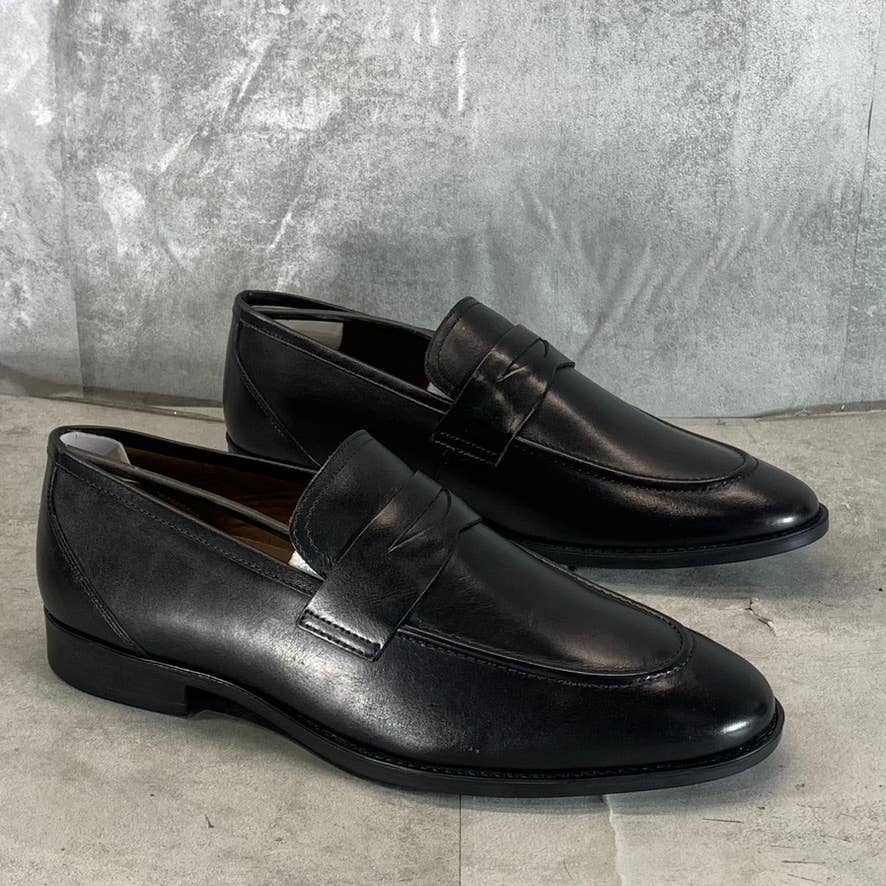 THOMAS & VINE Black Leather Bishop Memory Foam Apron Toe Split Penny Loafer SZ10