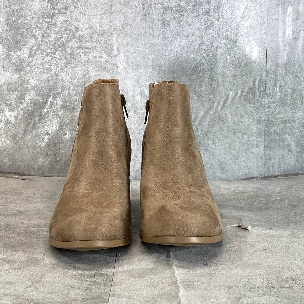 STYLE & CO Women's Taupe Masrinaa Slip-On Block-Heel Ankle Booties SZ 6