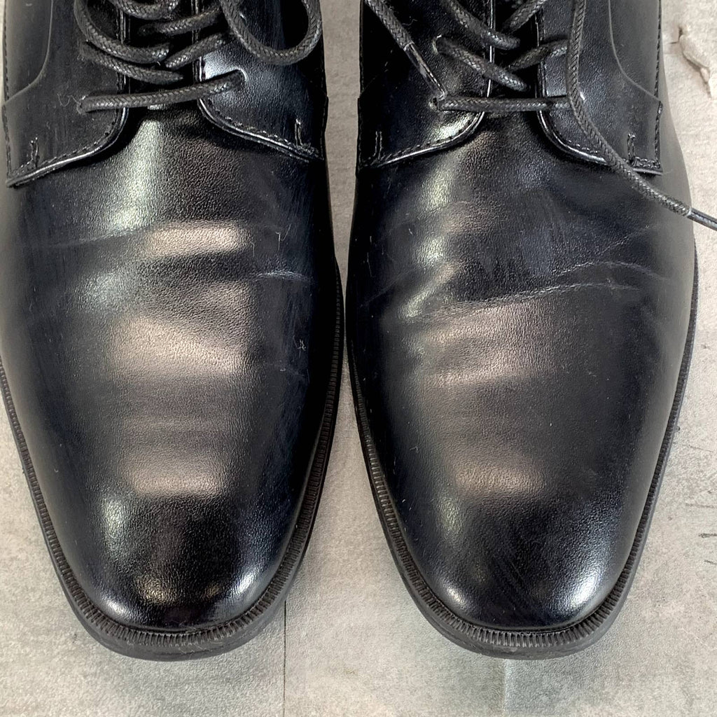 ALFANI Men's Black Faux-Leather Andrew Plain-Toe Lace-Up Derbys SZ 10.5