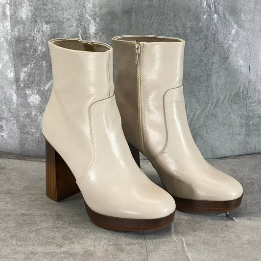 DV By Dolce Vita Women's Ivory Marigold Side-Zip Stacked-Heel Platform Boots SZ9