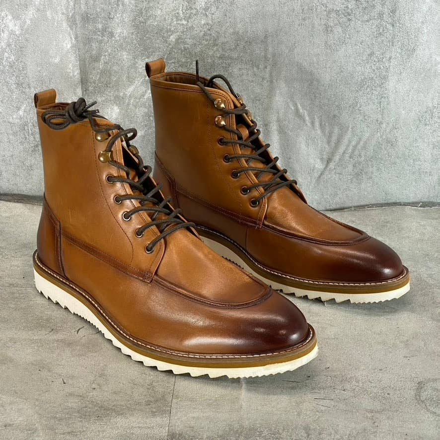 THOMAS & VINE Men's Cognac Leather Mitchell Lace-Up Ankle Boot SZ 10.5