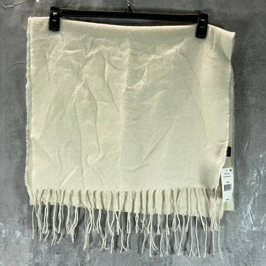 STEVE MADDEN Women's White/Ivory Cozy Blanket Fringe-Detail Scarf SZ OS