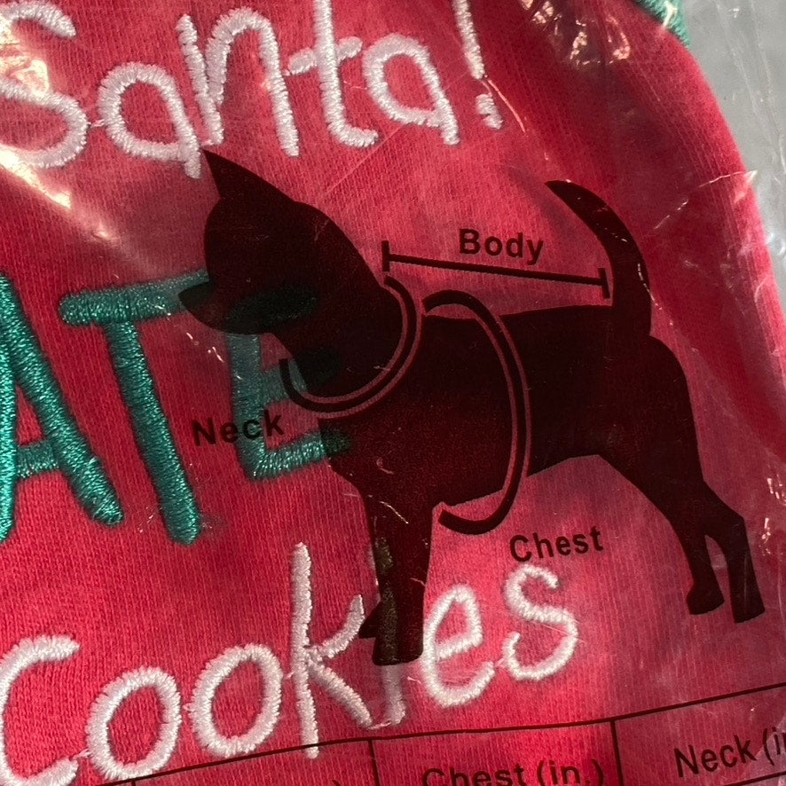 PARISIAN PET Ref/Green 'Sorry Santa! I Ate Your Cookies' Funny Dog T-Shirt SZ S