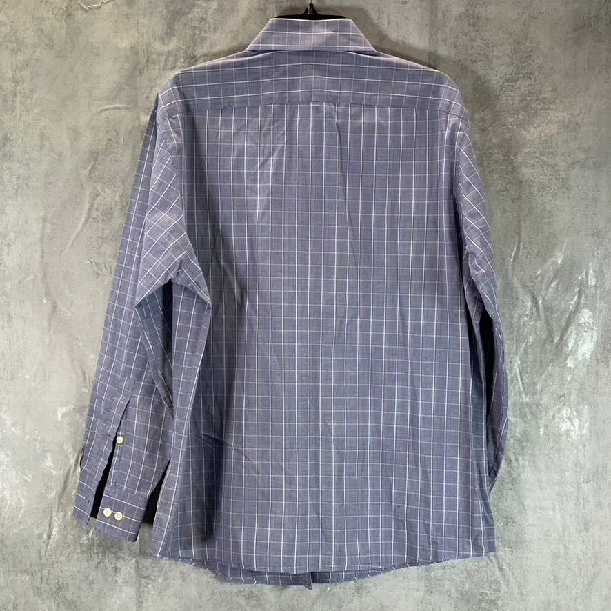 MICHAEL KORS Men's Blue Plaid Regular-Fit Long-Sleeve Button-Up Dress Shirt SZ L