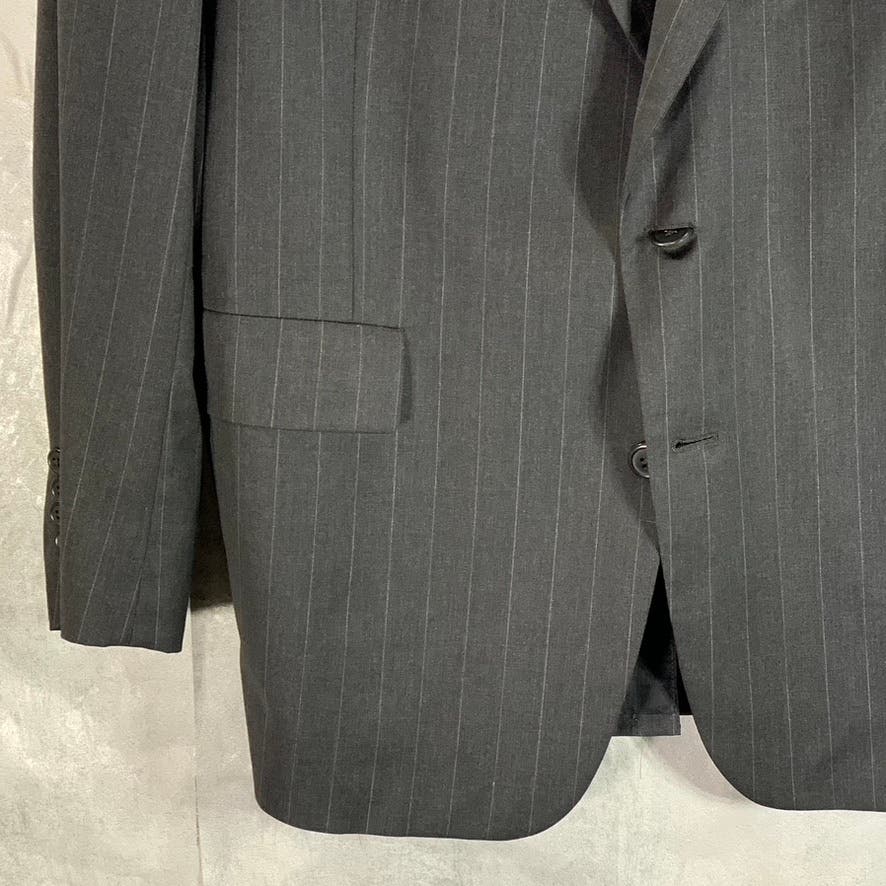 HART SCHAFFNER MARX Men's Gray Pinstripe Single Breasted Wool Long Blazer SZ 44L