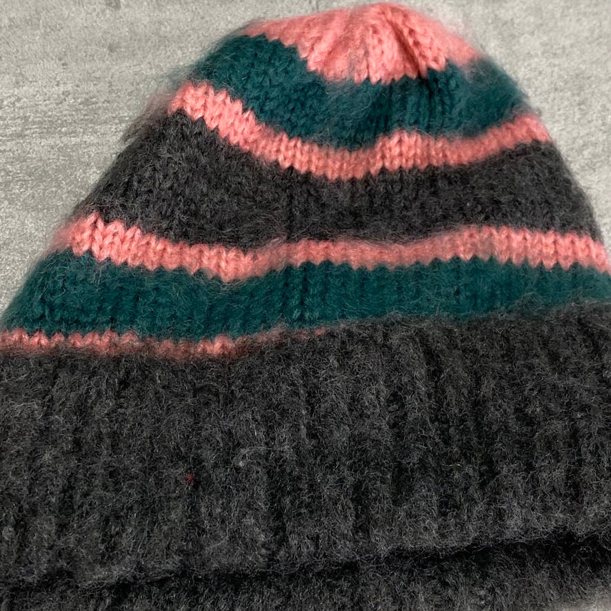 TOPSHOP Stripe Green/Pink Knit Beanie SZ OS