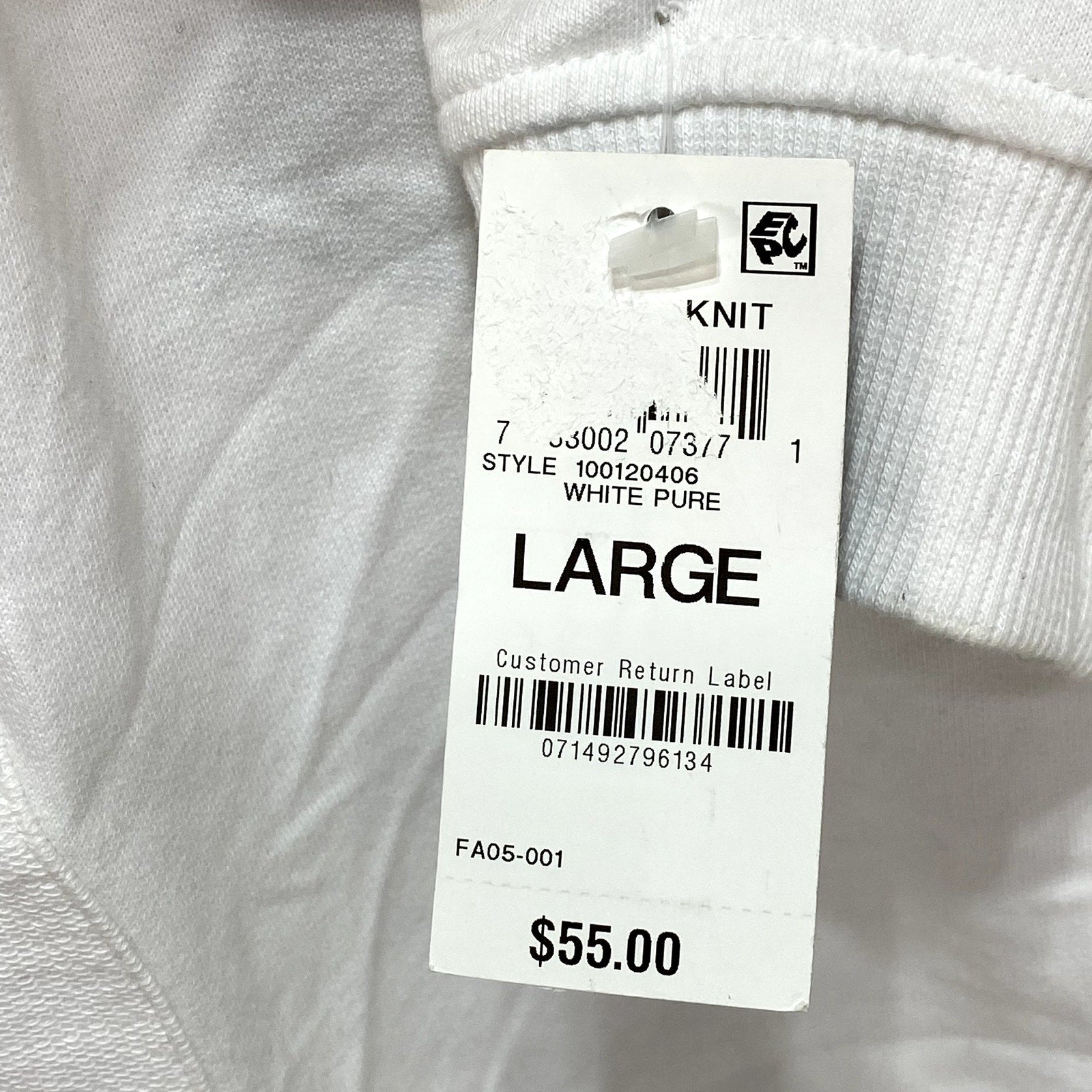 INC INTERNATIONAL CONCEPTS White Crewneck Slant-Zip Long Sleeve T-Shirt SZ L
