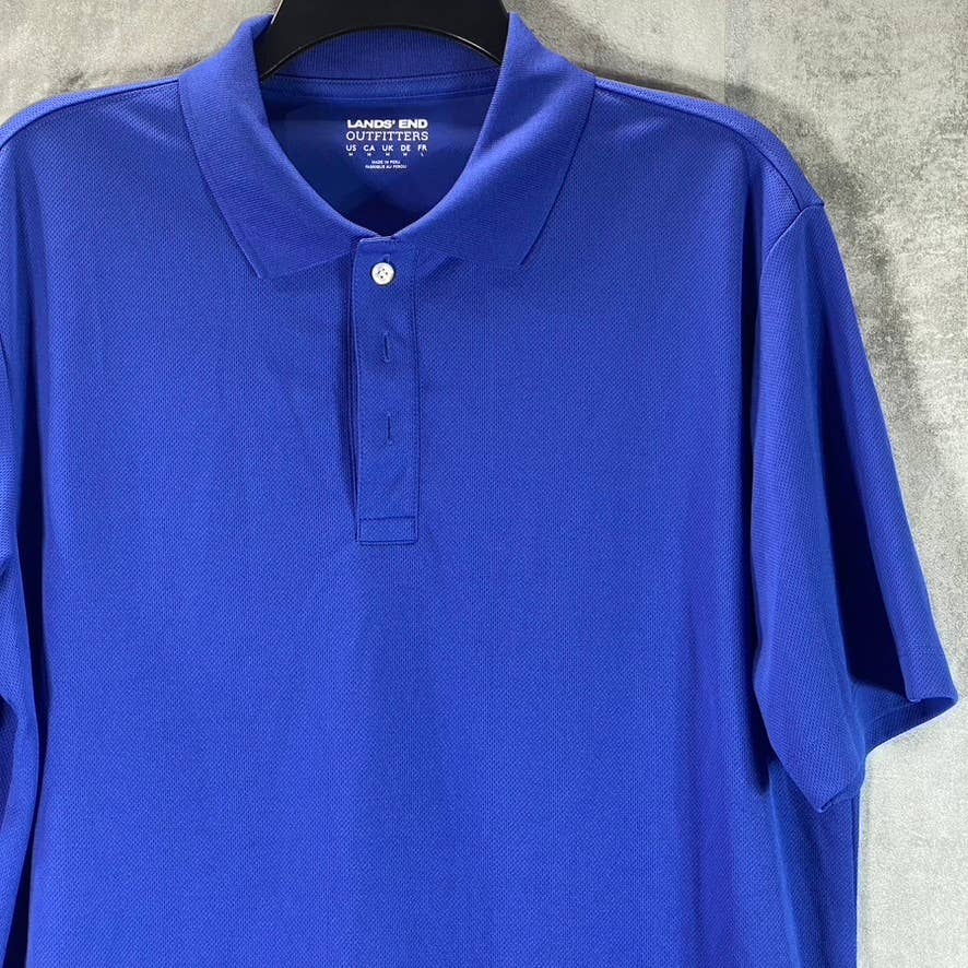 LANDS' END Outfitters Men's Dark Blue Active Pique Polo Short-Sleeve Shirt SZ M