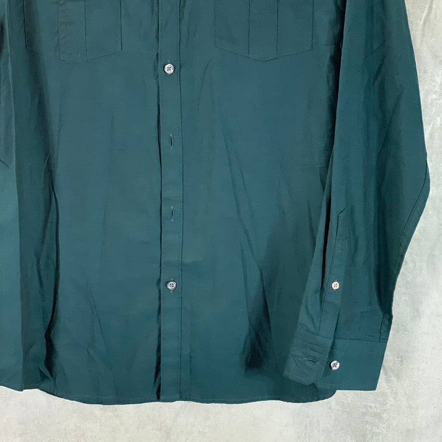 MARC ANTHONY Men's Green Slim-Fit Button-Up Long-Sleeve Shirt SZ L