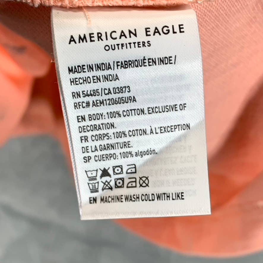 AMERICAN EAGLE AE Men's Coral Super Soft Printed Short Sleeve Polo Shirt SZ M