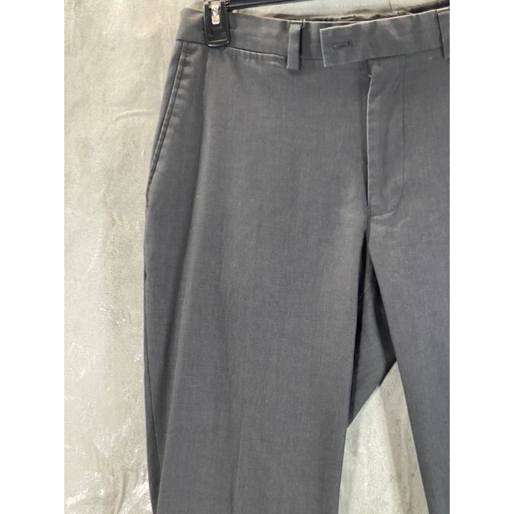 NORDSTROM RACK Men's Solid Charcoal Modern-Fit Flat-Front Pants SZ 36X32