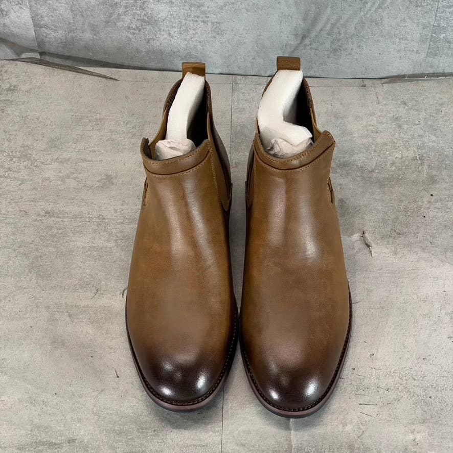 VANCE CO. Men's Chestnut Faux Leather Landon Pull-On Chelsea Dress Boots SZ 8
