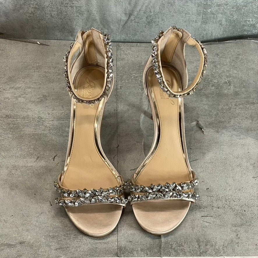 JEWEL BADGLEY MISCHKA Women's Champagne Caroline Ankle-Strap Evening Sandal SZ10