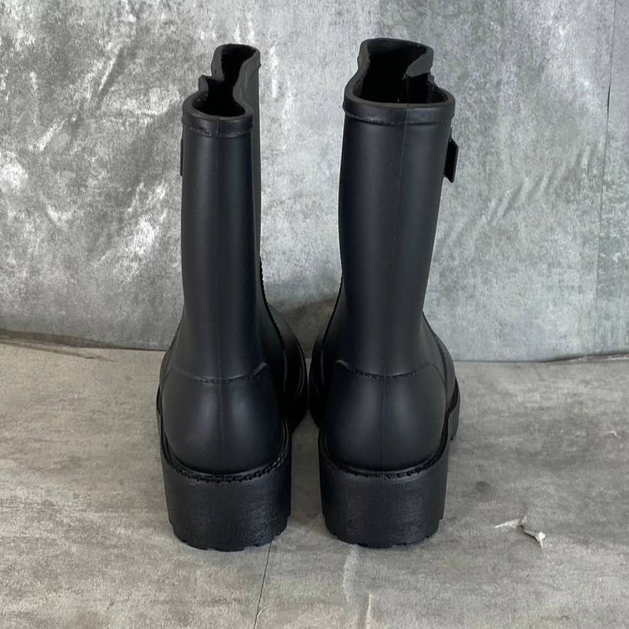 STYLE & CO Women's Black Millyy Buckled Cold-Weather Slip-On Rain Boots SZ 6