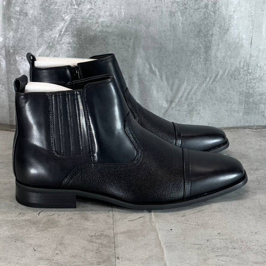 VANCE CO. Men's Wide Black Faux Leather Alex Cap-Toe Dress Shoe SZ 9.5W