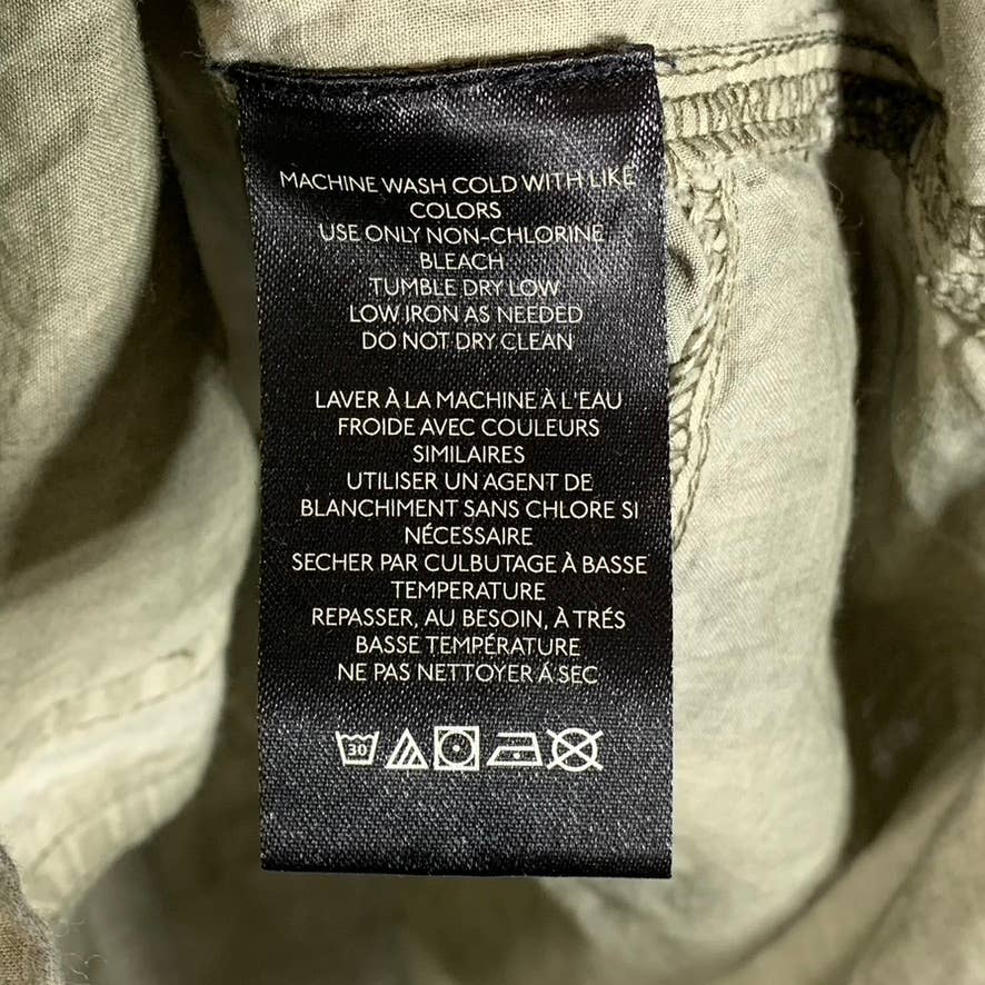 BDG URBAN OUTFITTERS Women's Olive Dye Cotton Button-Up Long-Sleeve Shirt SZ S