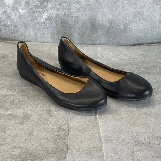 SUN+STONE Women's Black Eliana Memory Foam Round-Toe Slip-On Flats SZ 5.5