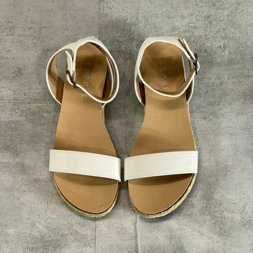 ESPRIT Women's Off White Jenna Ankle-Strap Cork Espadrille Wedge Sandals SZ 8