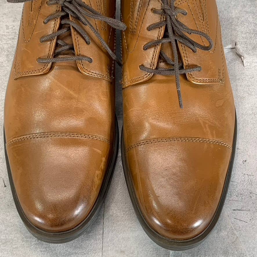 CLARKS Collection Men's Dark Tan Leather Whiddon Lace-Up Cap-Toe Oxfords SZ 10