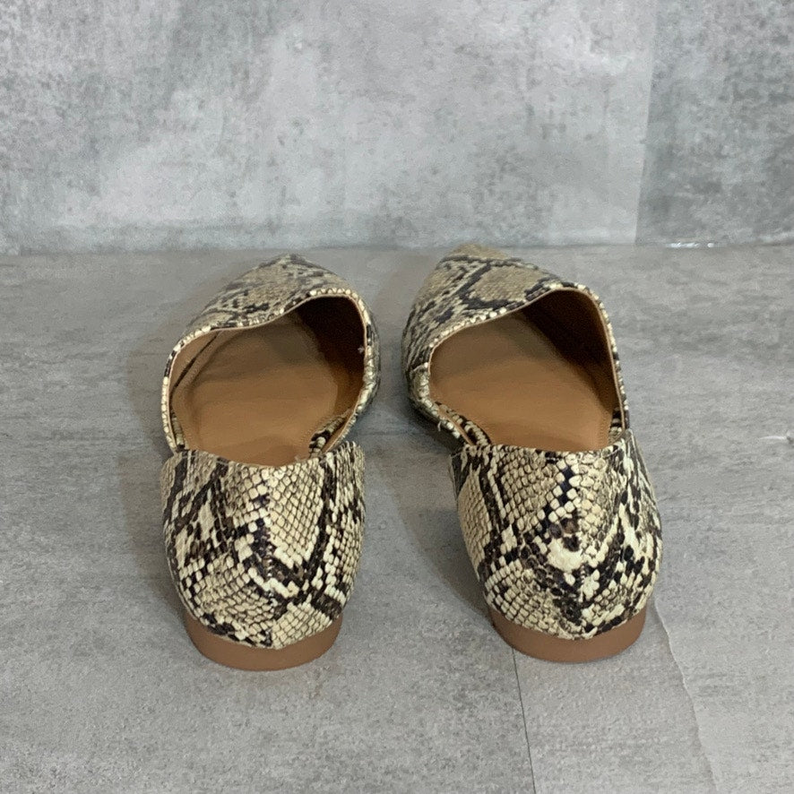 ESPRIT Natural Snake Piper Almond-Toe Slip-On Flats SZ 10