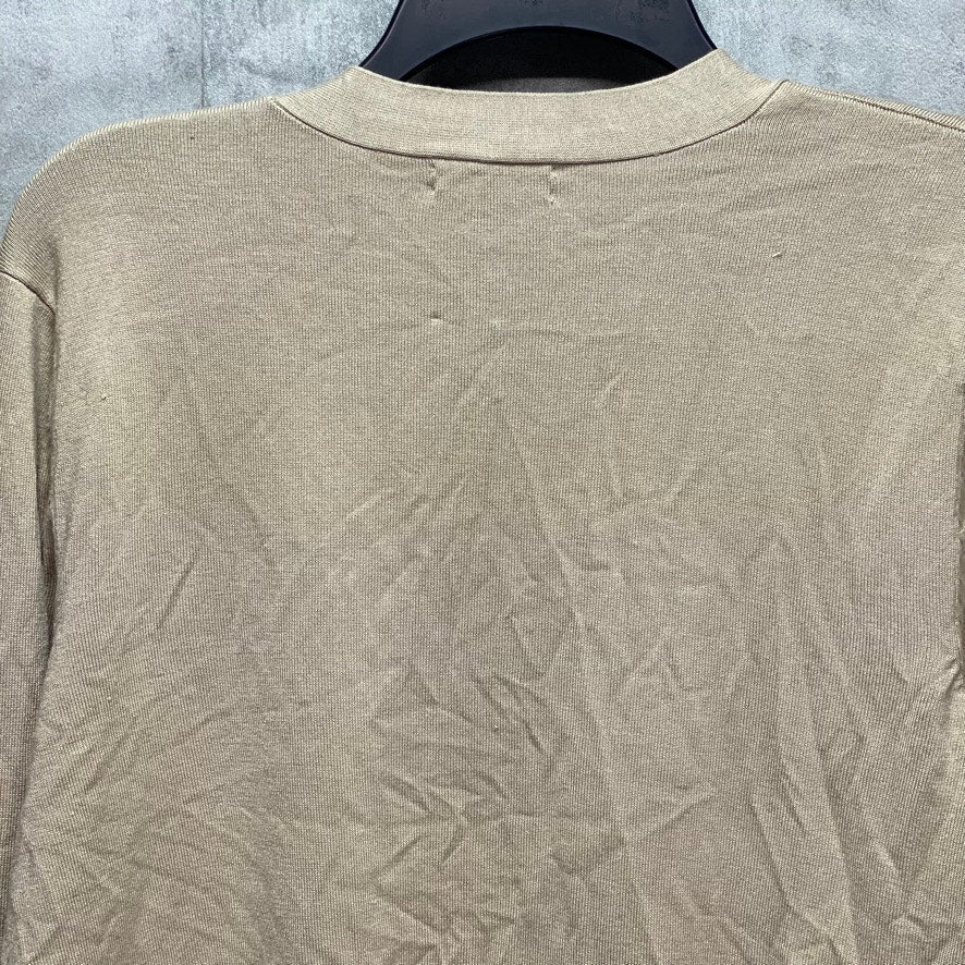CHARTER CLUB Tan Open-Front Ottoman Pointelle Long Sleeve Cardigan SZ L