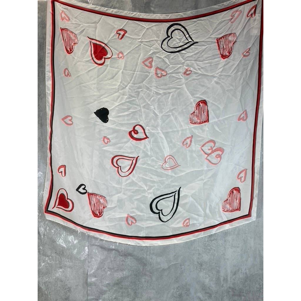 GIANI BERNINI Women's White/Red Heart-Print Square Scarf SZ OS