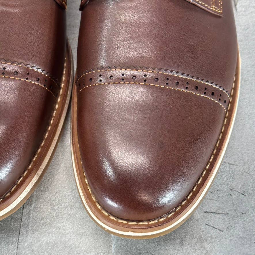 VANCE CO. Men's Brown Faux-Leather Griff Lace-Up Cap-Toe Derby SZ 13