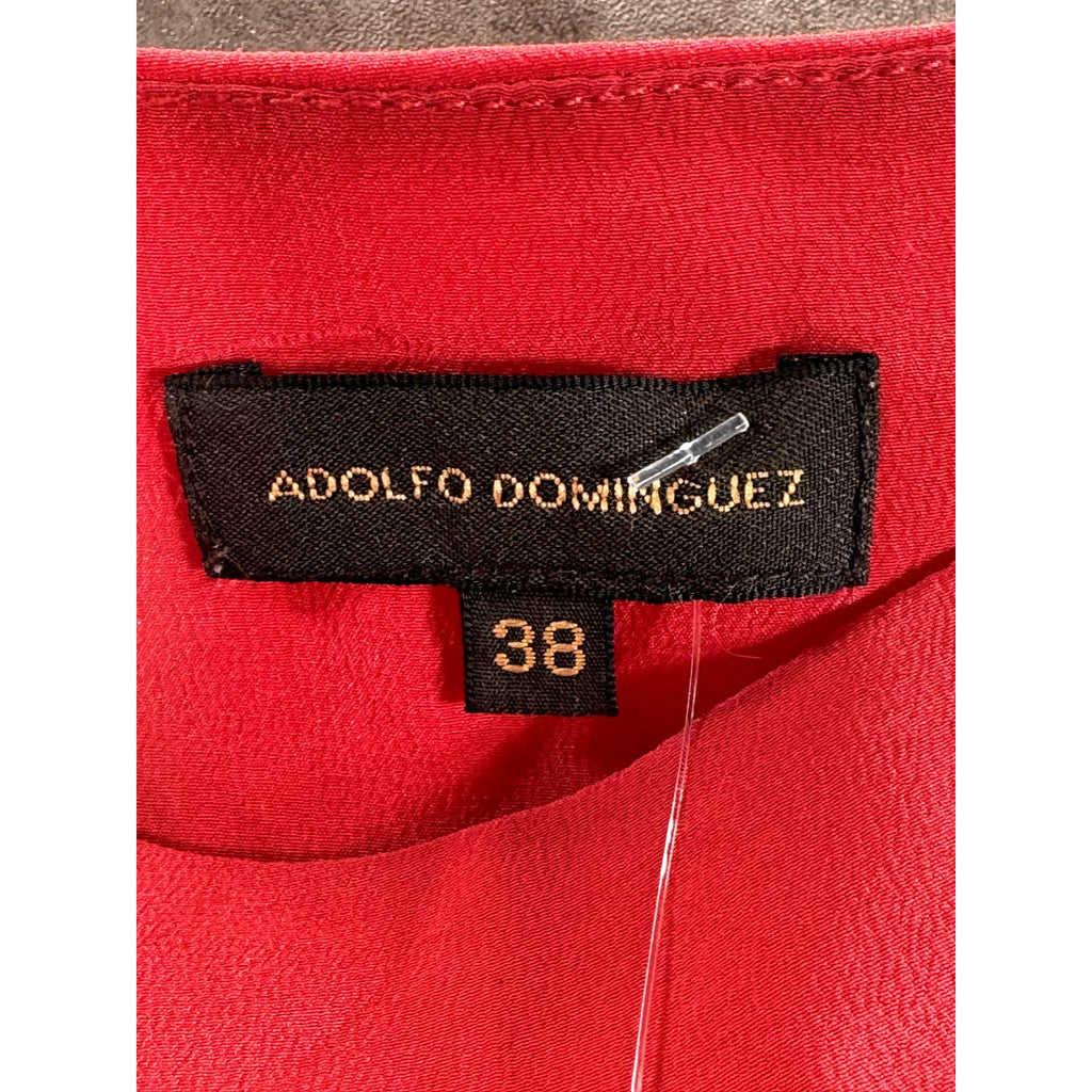 ADOLFO DOMINGUEZ Women's Red Cutout Short Sleeve Boatneck Top SZ 4