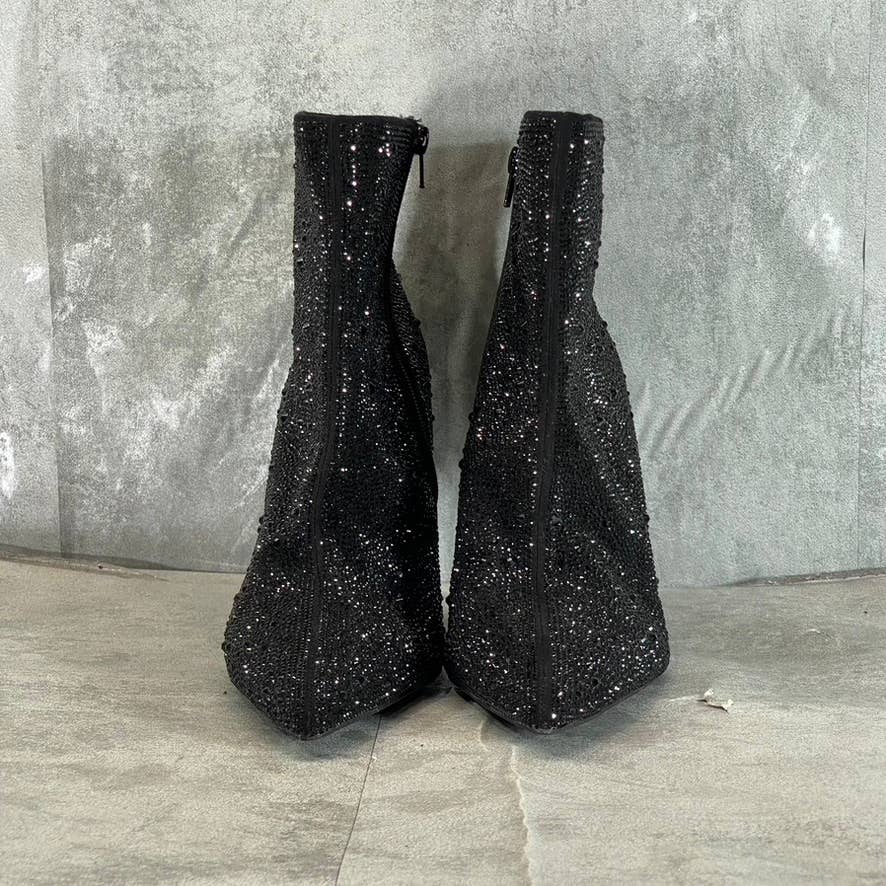 INC INTERNATIONAL Women's Black Bling Reisa Pointed-Toe Stiletto Booties SZ 12
