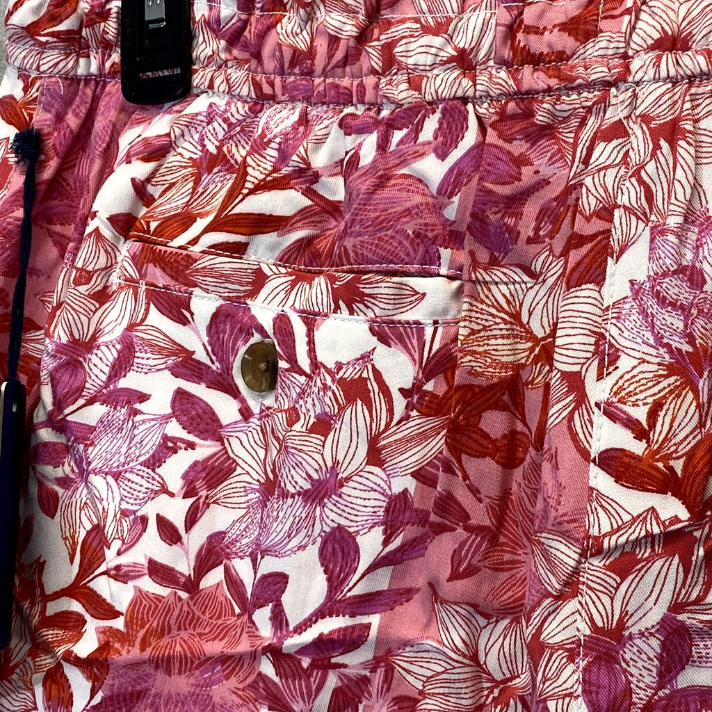CARIBBEAN JOE Women's Hot Pink Tropical Floral Print Waist Tie Shorts SZ L