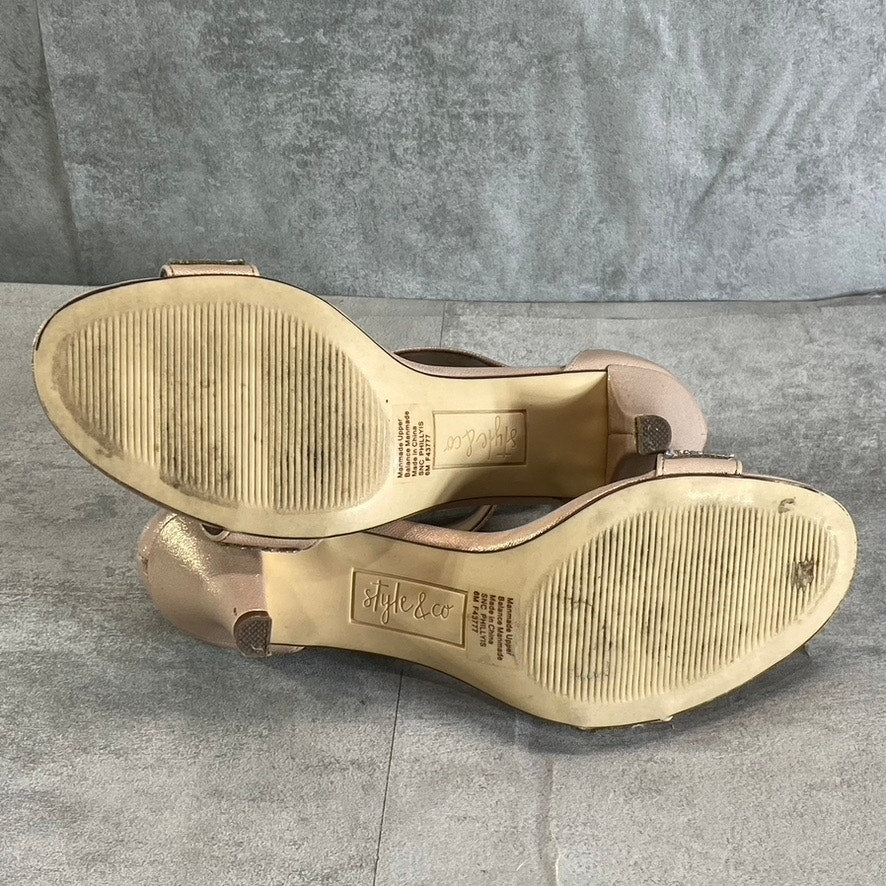 STYLE & CO Women's Blush-Silver Embellished Phillyis Two-Piece Evening Sandals