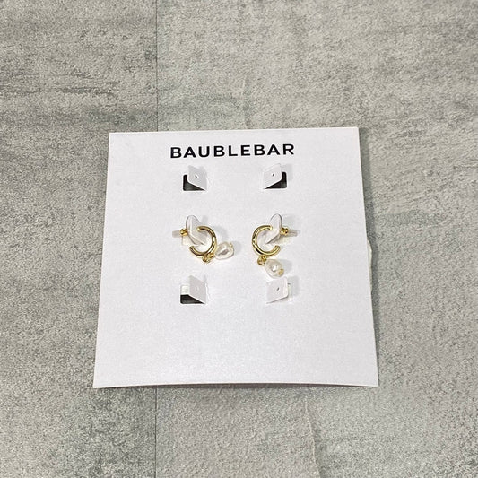 BAUBLEBAR Gold Pearl Drop Hoop Cuff Earrings