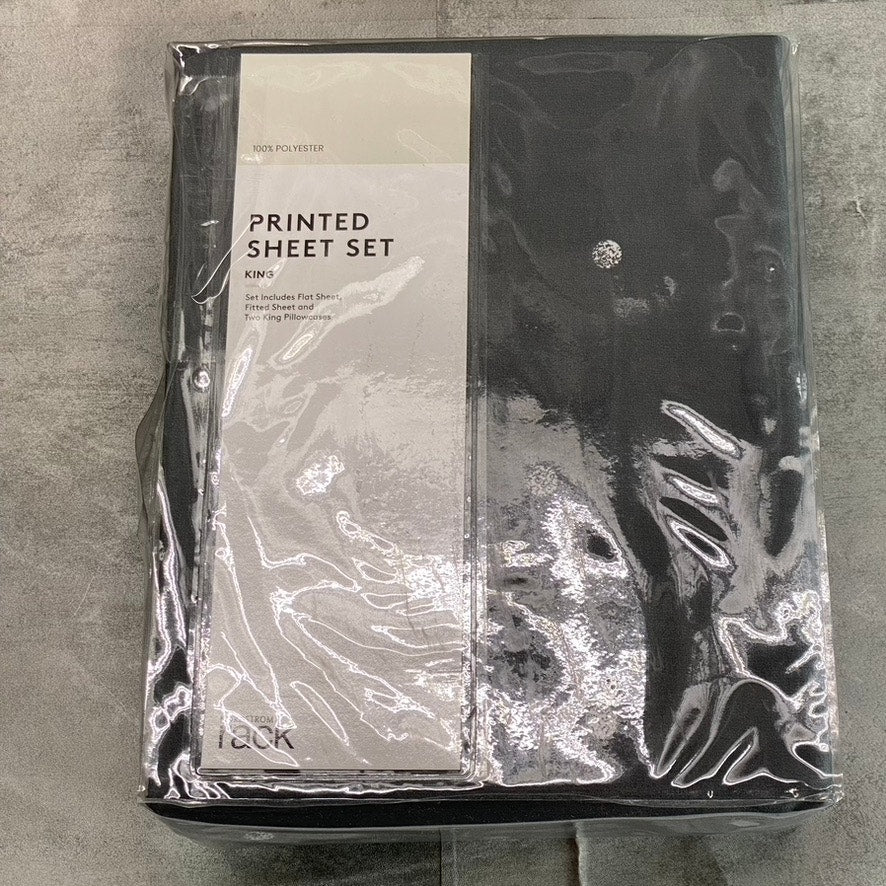 NORDSTROM RACK Gray Pearl Dot Print 4-Piece King Size Bed Sheet Set