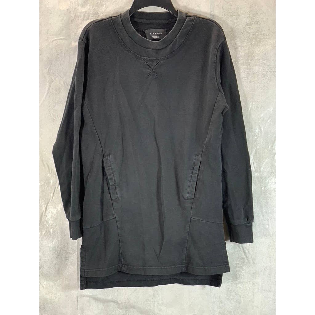 ZARA MAN Men's Black Crewneck Oversized Pullover Sweater SZ M