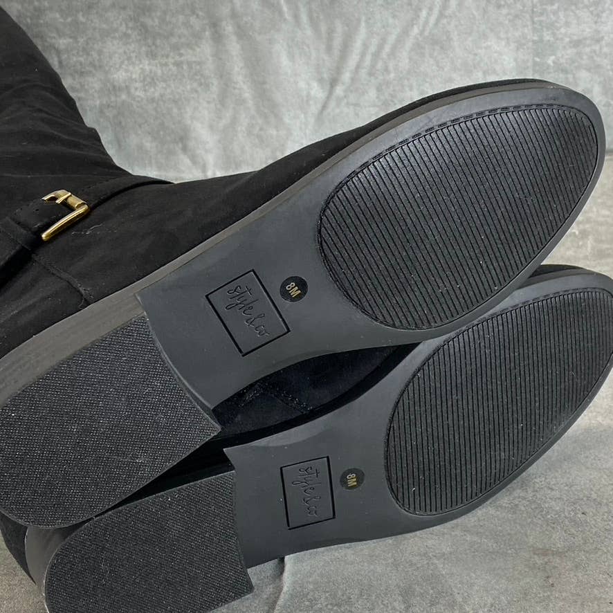 STYLE & CO Women's Black Kimmball Block-Heel Side-Zip Over-The-Knee Boots SZ 8