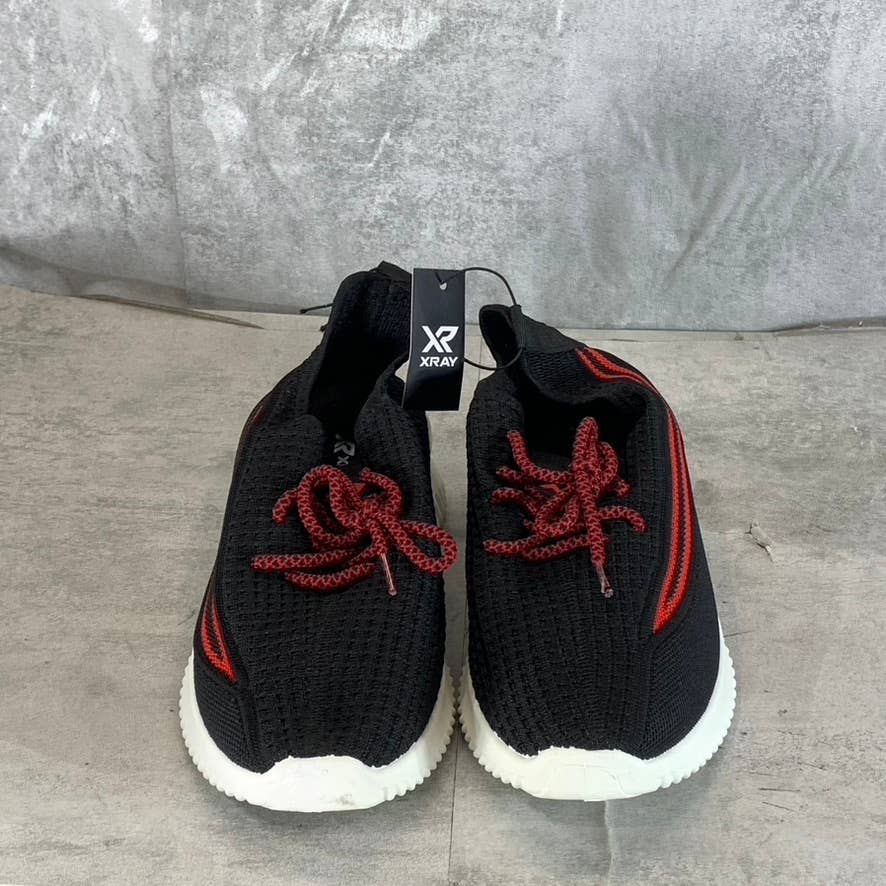 XRAY FOOTWEAR Men's Black/Red Knit Breathable Niko Lace-Up Sneakers SZ 8.5