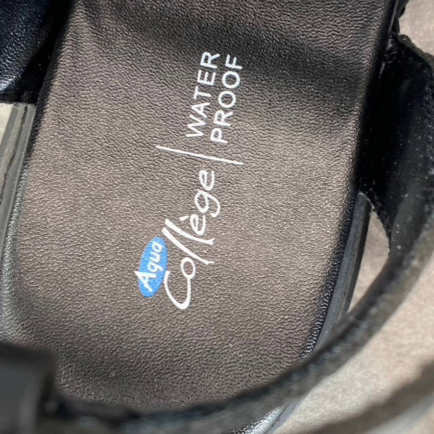 AQUA COLLEGE Women's Black Hannah Waterproof Lug-Sole Strappy Sandals SZ 8