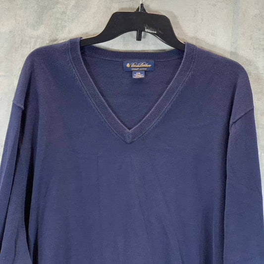 BROOKS BROTHERS Men's Navy V-Neck Supima Cotton Pullover Sweater SZ 2XL