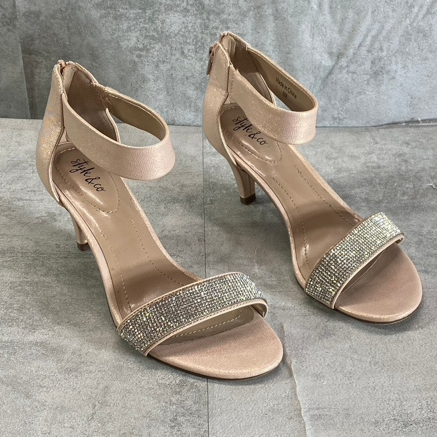 STYLE & CO Women's Blush-Silver Embellished Phillyis Two-Piece Evening Sandals