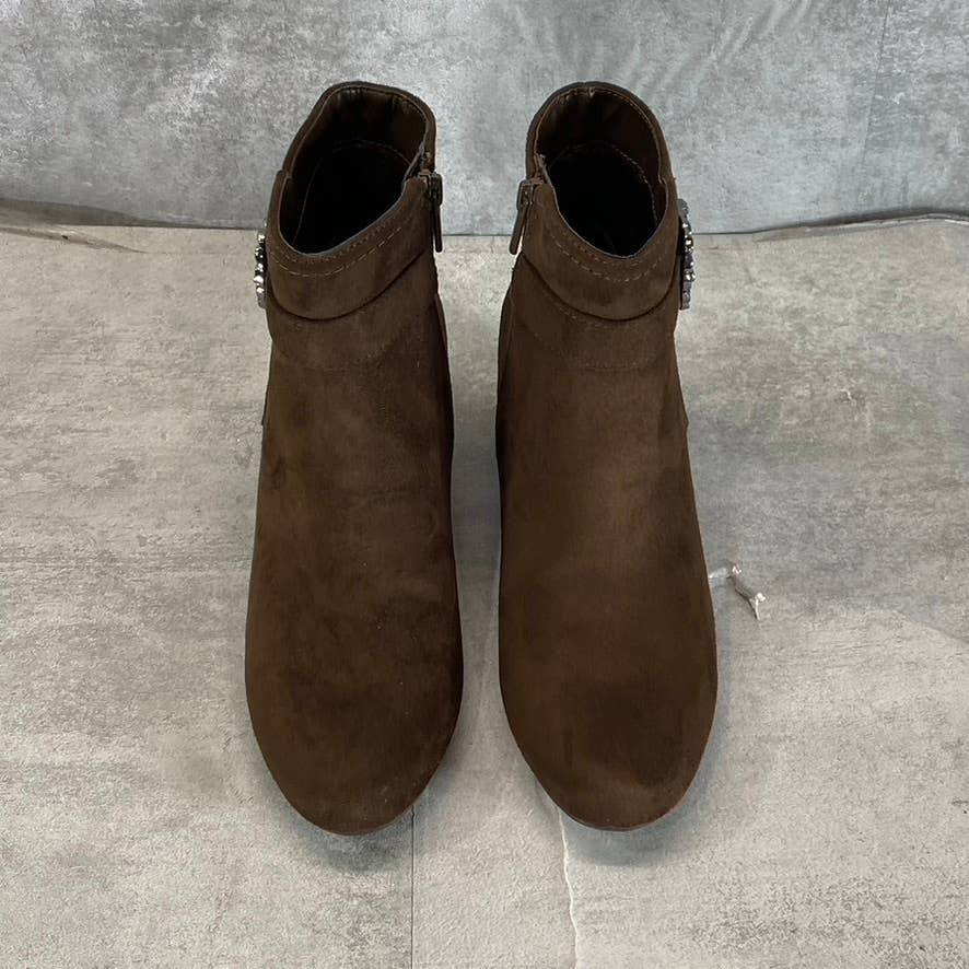 IMPO Women's Mink Brown Faux-Suede Gandan Memory Foam Wedge Booties SZ 7